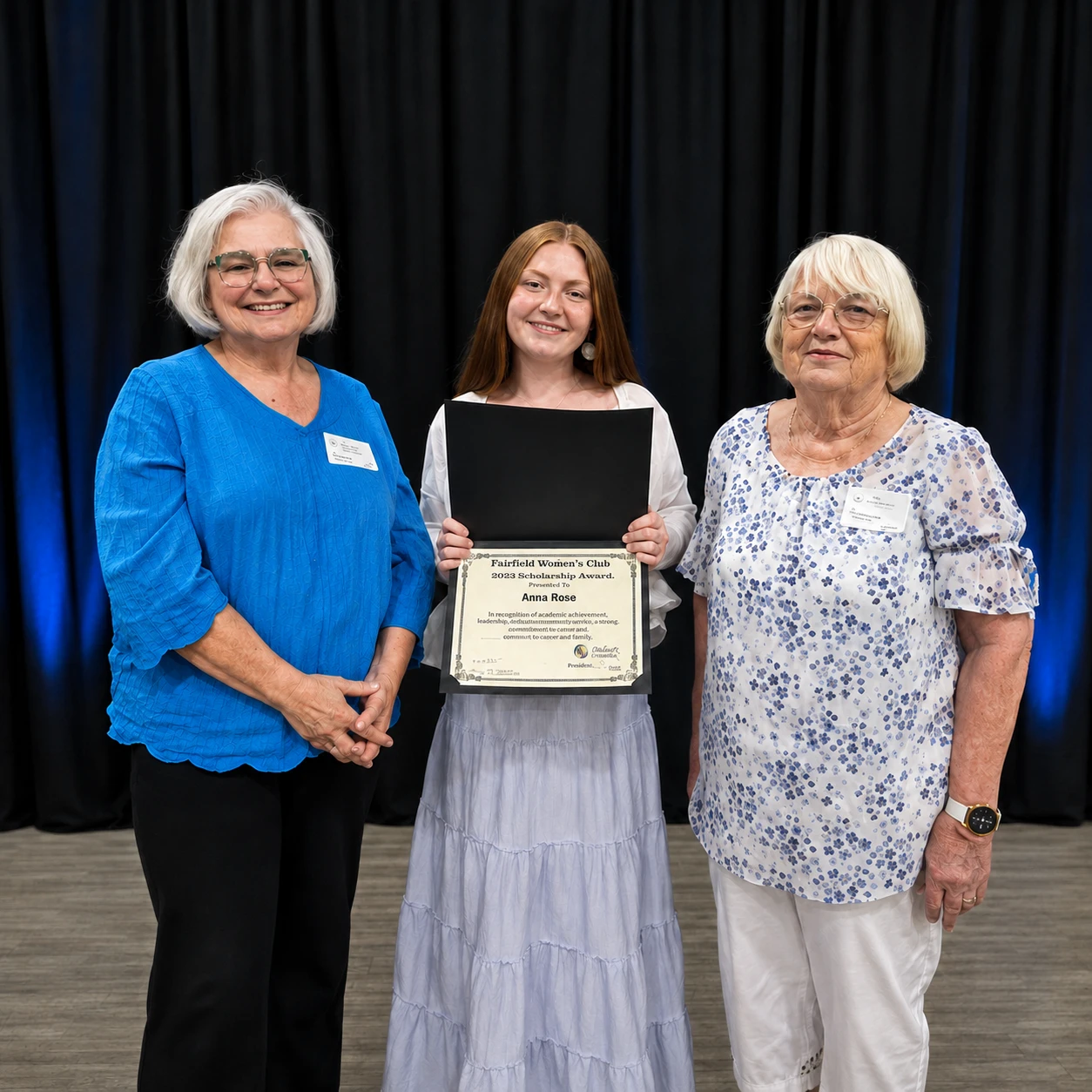 Fairfield Women members with a scholarship recipient